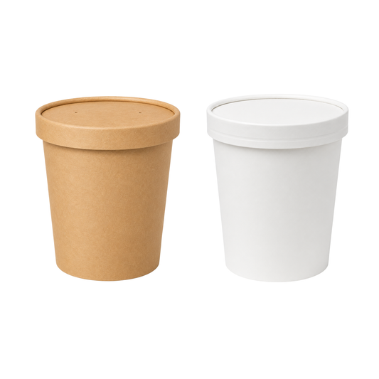32oz Brown/White Soup Cup with Lid (250 Per Box)