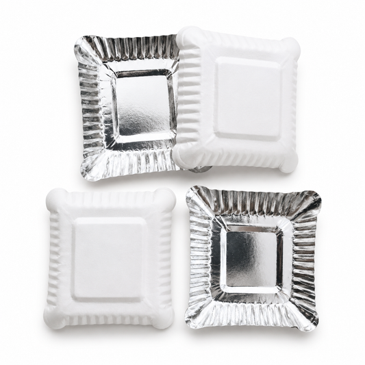 Silver Coated Paper Plate - Square (900 per box)