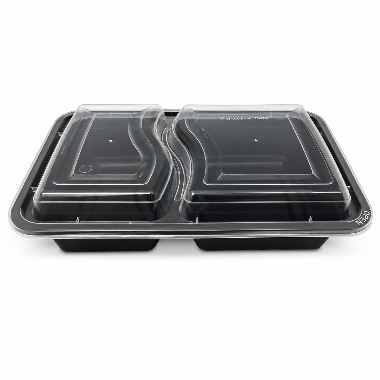 Plastic Rectangular Black Containers & Lids (150 Per Box)