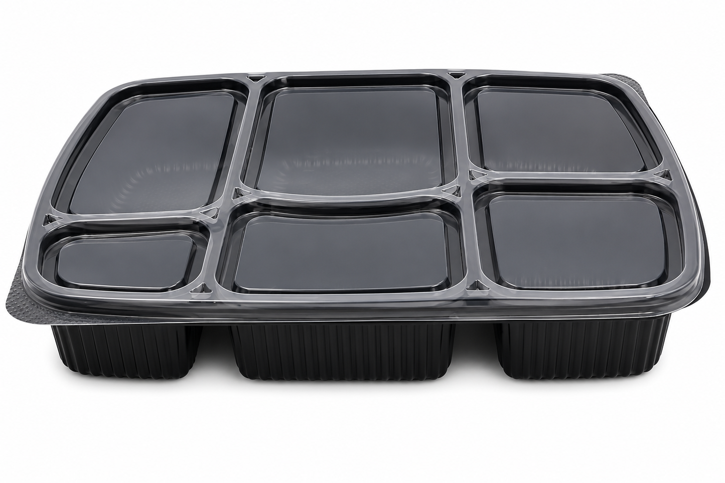 Compartment Black Meal Tray with Clear Lid