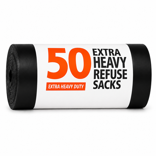 50Pcs Roll Heavy Duty Black Bin Bags - 100L