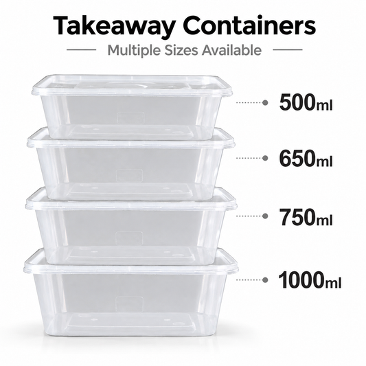 Heavy Duty Rectangular Clear Microwave Food Containers & Lids (250 Per Box)