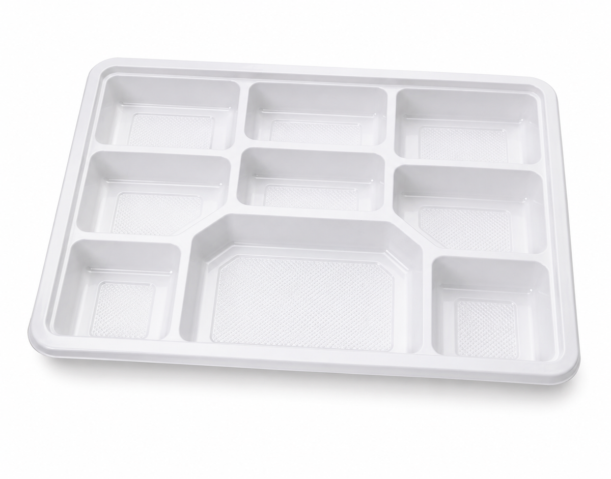 Compartment Reusable Plastic Plates - Rectangle (200 Per Box)