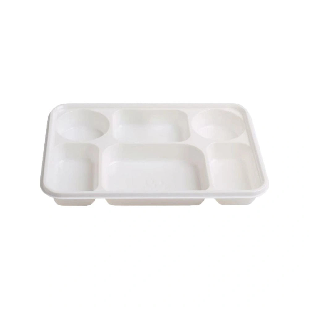 6 Compartment Reusable Plastic Plates (200 Per Box)