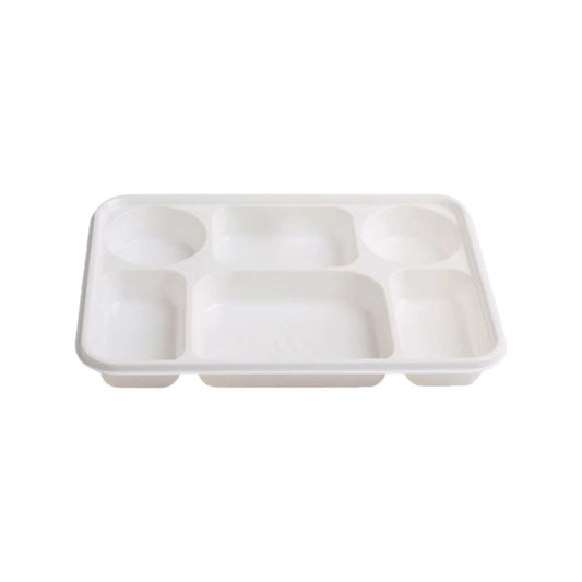 6 Compartment Reusable Plastic Plates (200 Per Box)