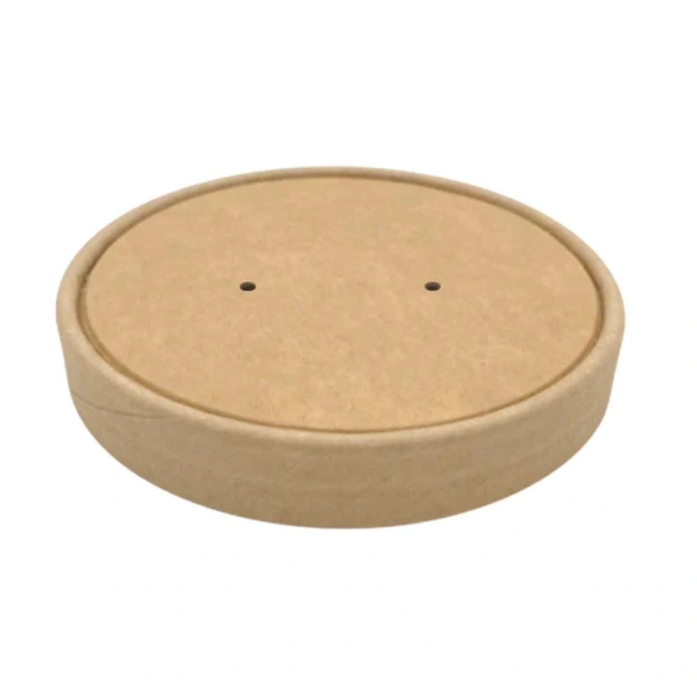 Brown Kraft Vented Lids For 8 & 10 Oz Cup (500 Per Box)