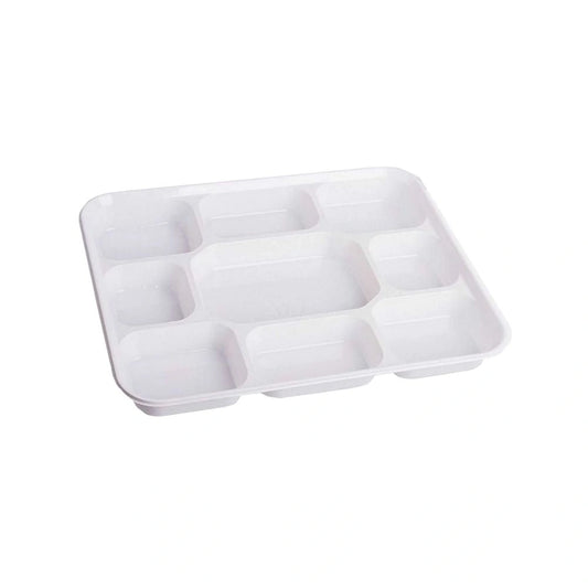9 Compartment Reusable Plastic Plates - Rectangle (200 Per Box)