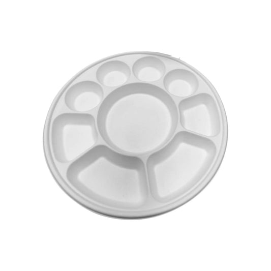 9 Compartment Bagasse Plates Round (200 Per Box)