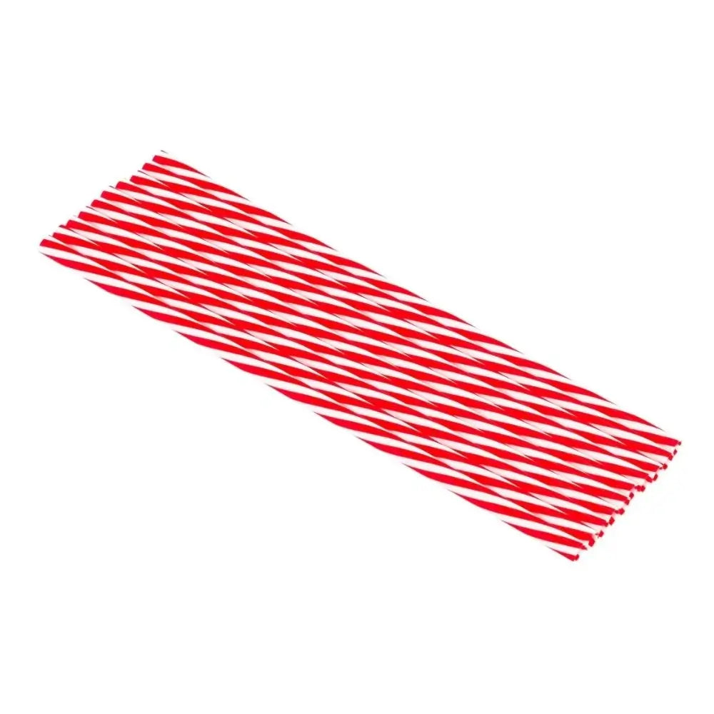9mm Red Stripe Straw-23cm Long (200 Per Box)