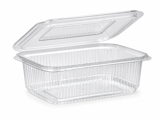 2250cc Rectangle Pet Hinged Container with Dome Lid (200 Per Box)