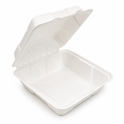 Bagasse White Clamshell Boxes
