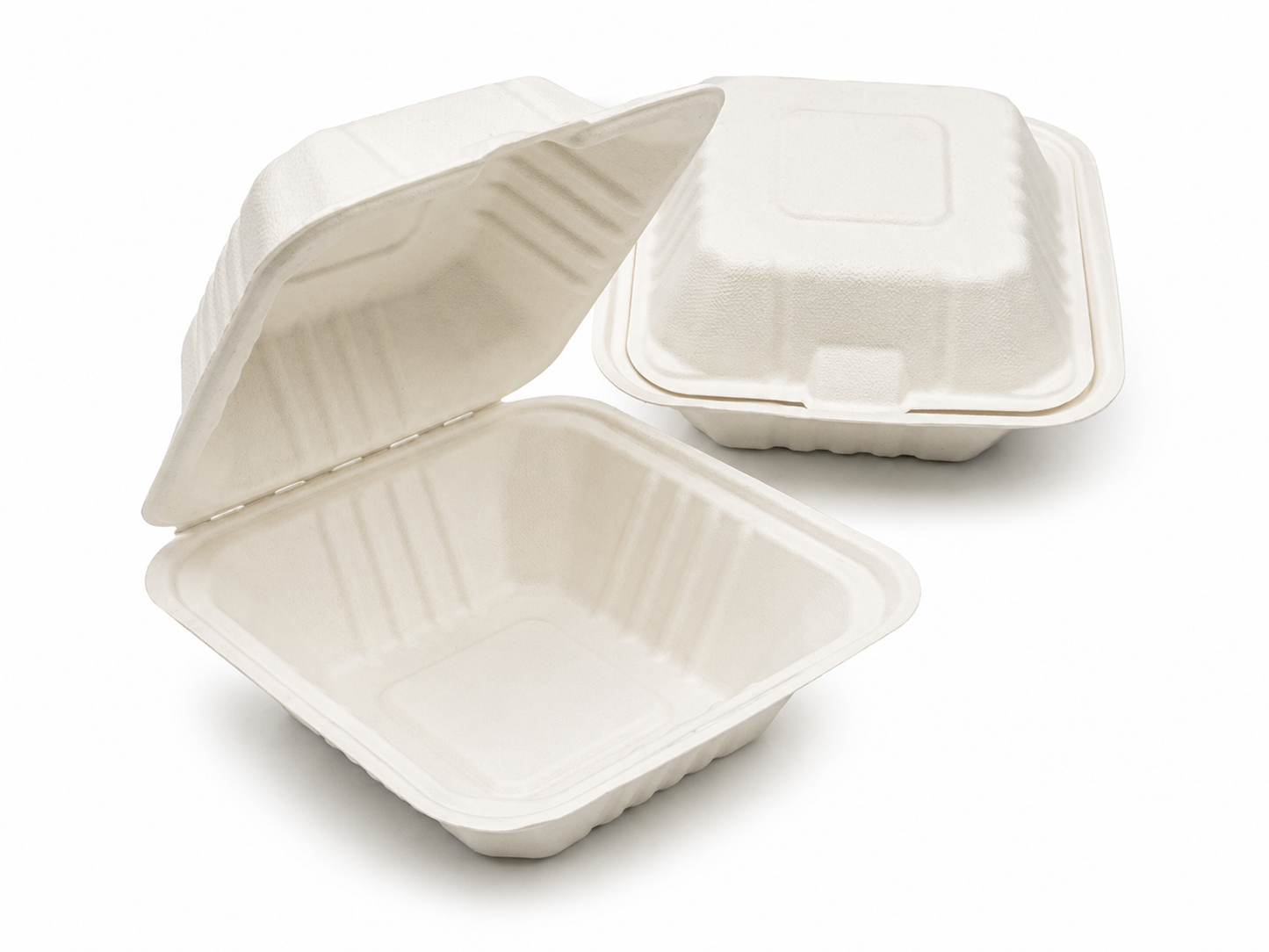 Bagasse White Clamshell Boxes
