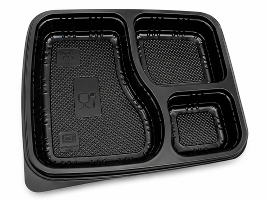 Compartment Black Micro Meal Tray (200 Per Box)
