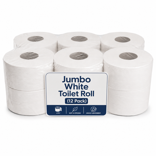 Jumbo White Toilet Roll (12 Pack)
