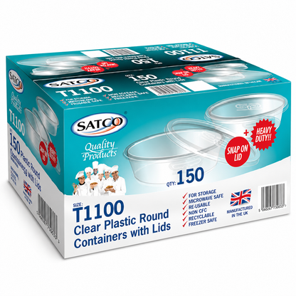 SATCO Micro Round Pots with Lids (150 Per Box)