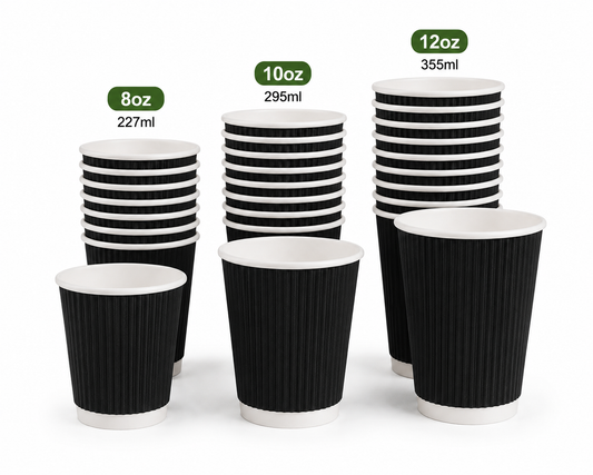 Black Ripple Coffee Cup (500 Per Box)