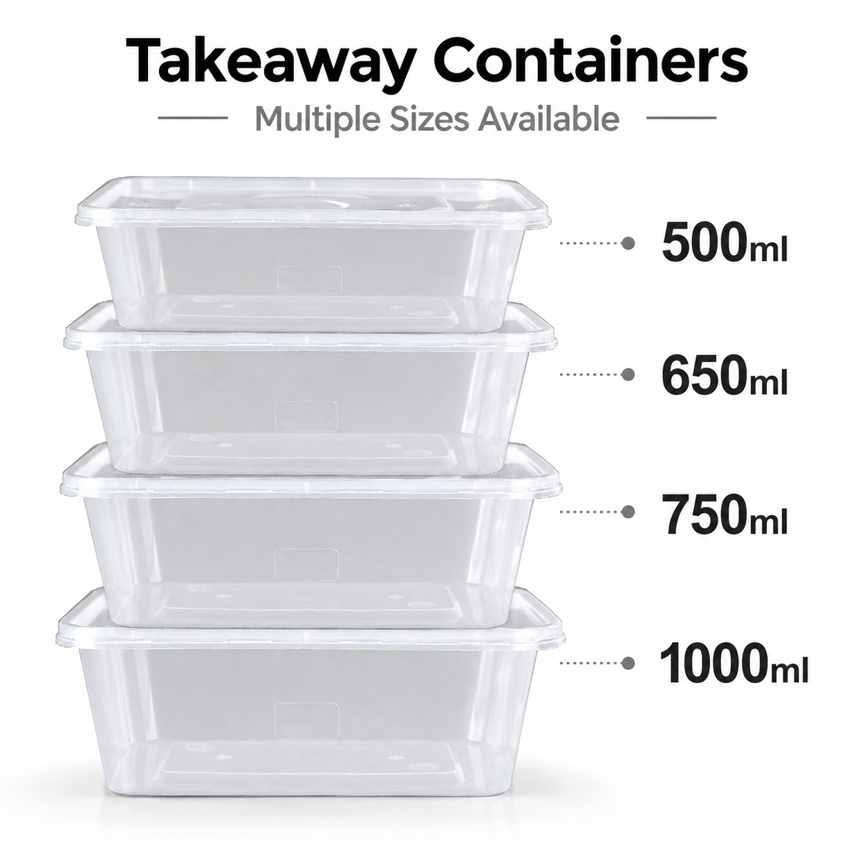 Heavy Duty Rectangular Clear Microwave Food Containers & Lids (250 Per Box)
