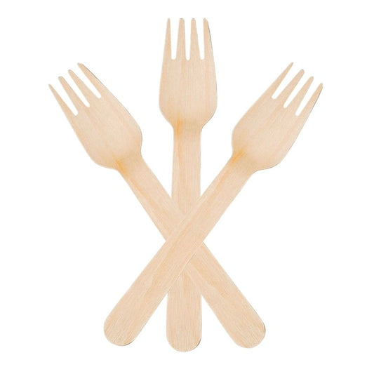 100 Pcs Wooden Forks Cutlery (10 Per Box)