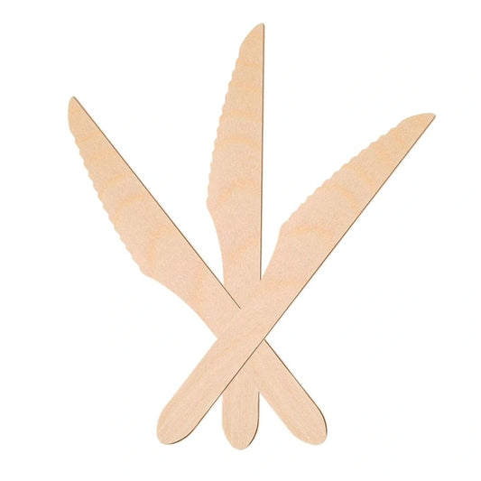 100 Pcs Wooden Knives Cutlery (10 Per Box)
