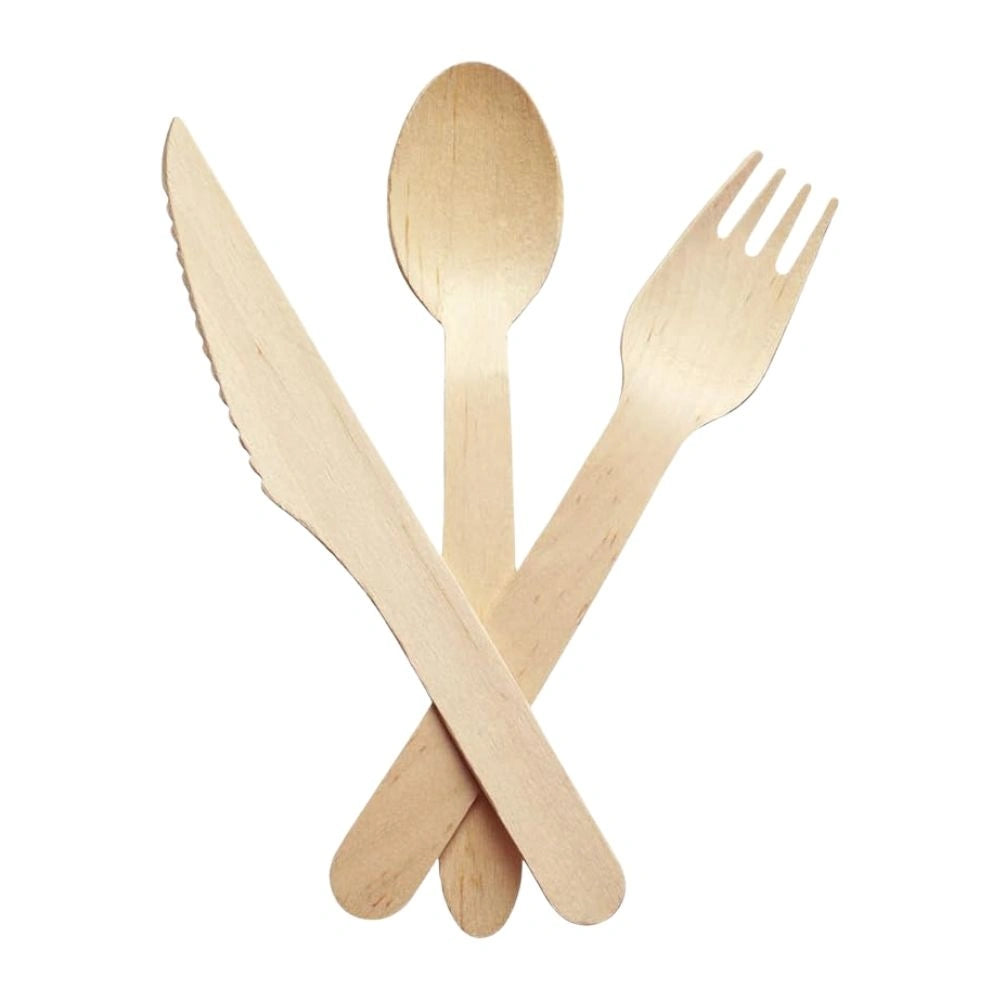 100 Pcs Wooden Mix Cutlery (10 Per Box)