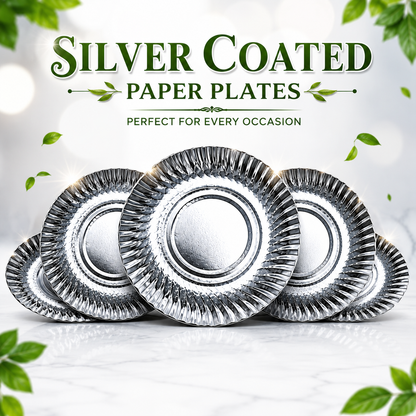 Silver Coated Paper Plate - Round